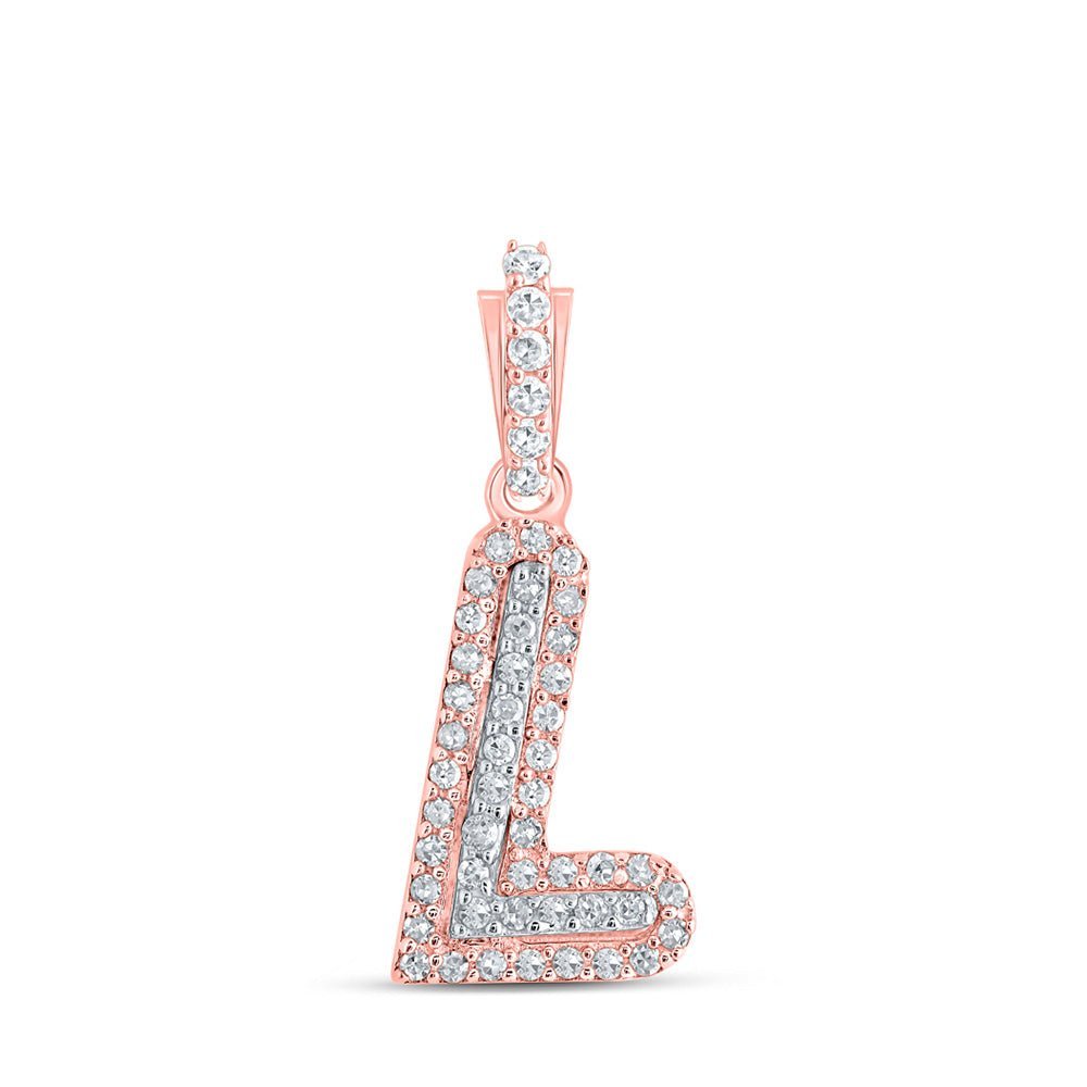 10kt Rose Gold Men's Diamond L Initial Letter Charm Pendant - A Touch of Elegance - Splendid Jewellery