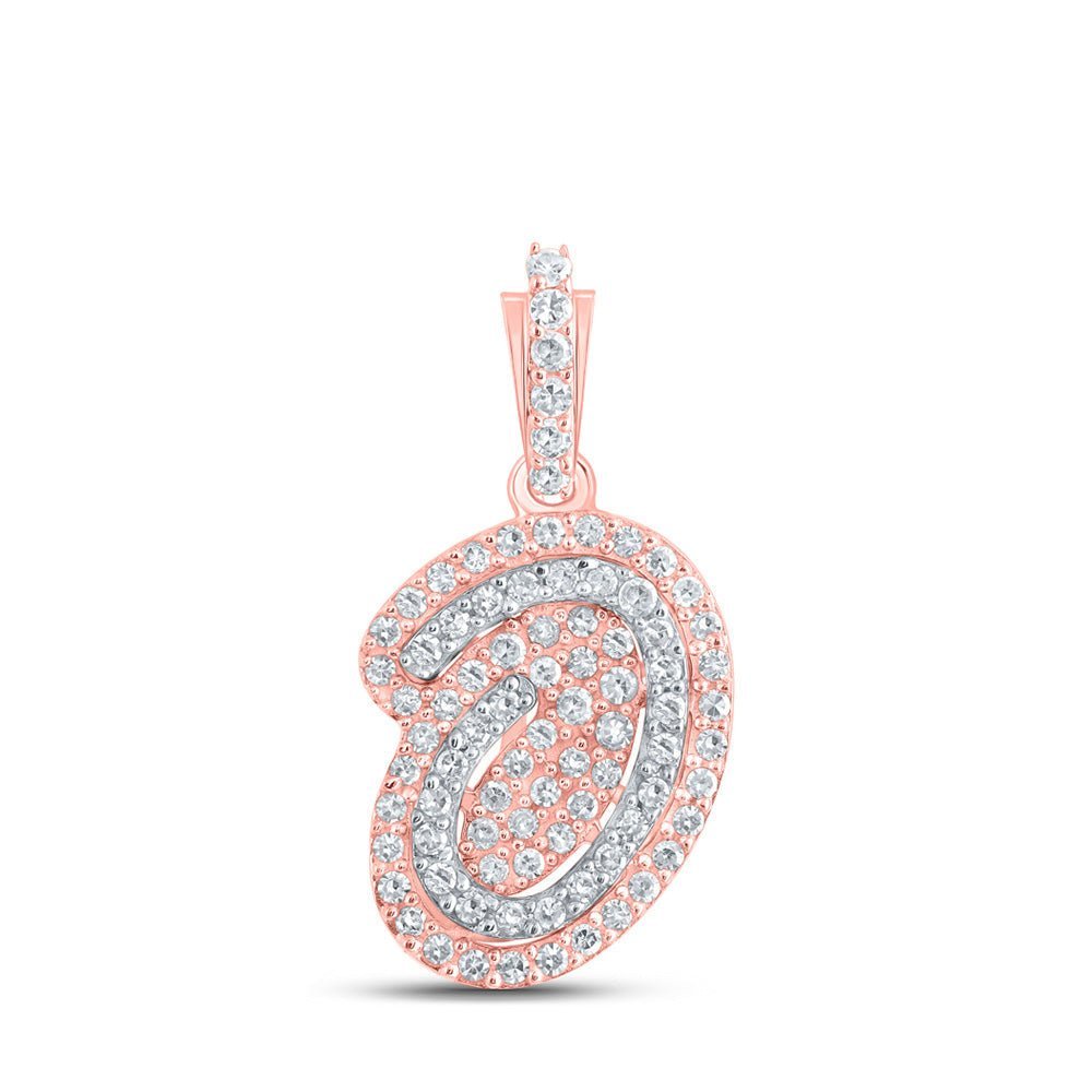 10kt Rose Gold Mens Diamond O Initial Letter Charm Pendant 1/5 Cttw - A Stylish Statement Piece by Splendid Jewellery - Splendid Jewellery