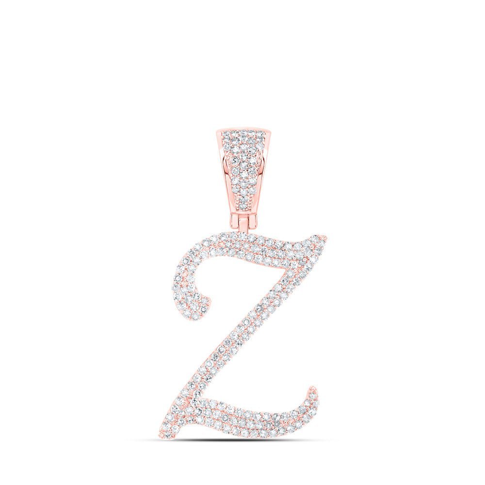 10kt Rose Gold Men's Diamond Z Initial Letter Charm Pendant - 7/8 Cttw | Splendid Jewellery - Splendid Jewellery