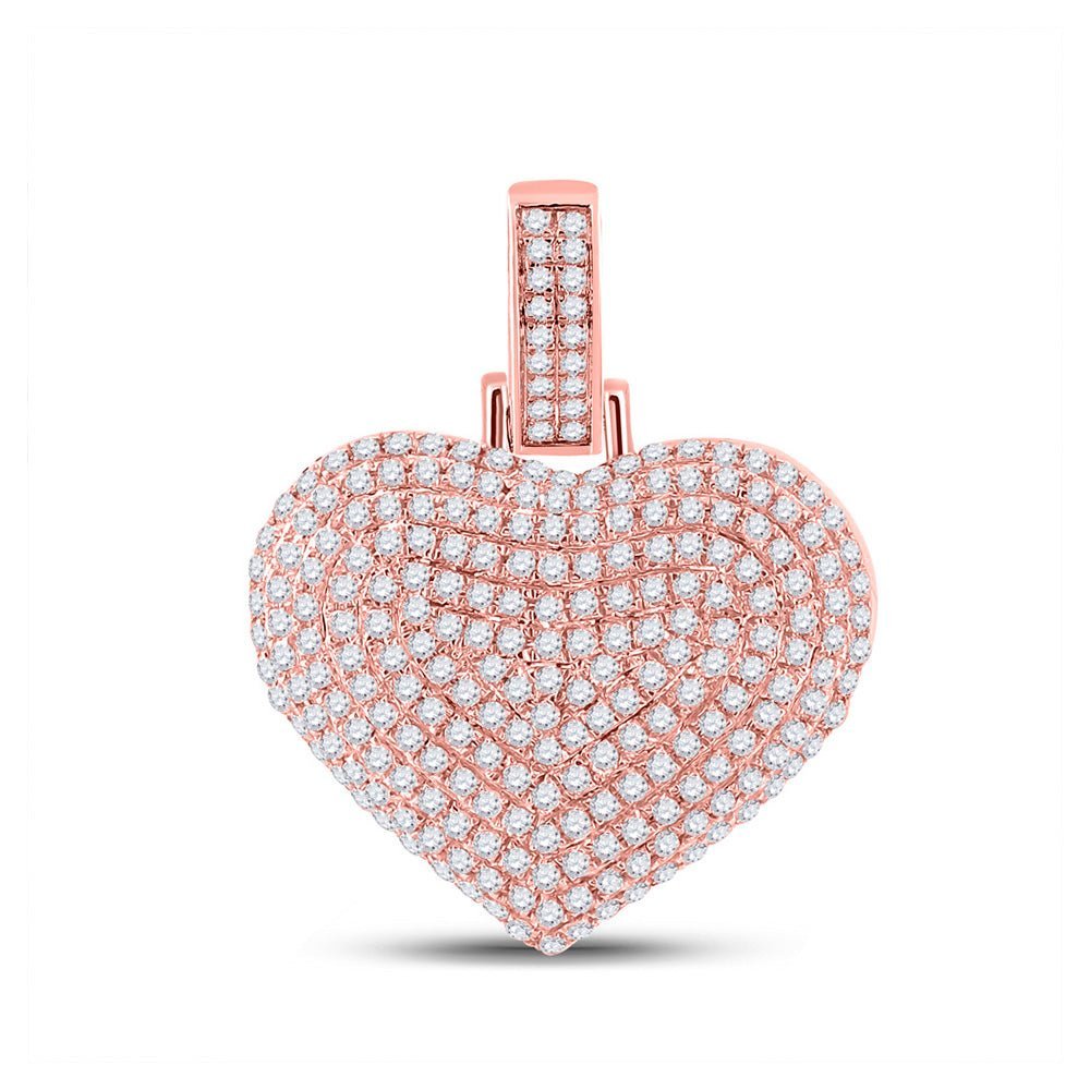 10kt Rose Gold Men's Heart Diamond Charm Pendant - 3/4 Cttw | Splendid Jewellery - Splendid Jewellery