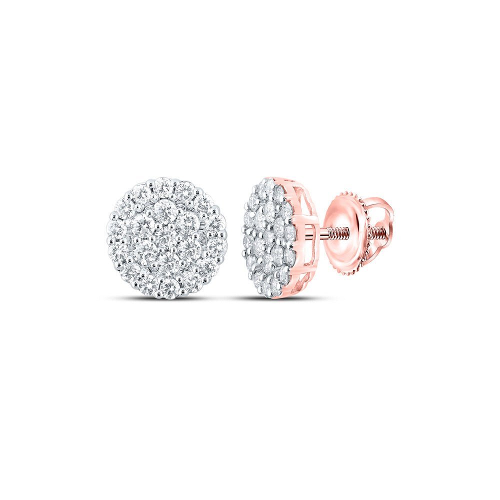 10kt Rose Gold Men's Round Diamond Cluster Earrings - 2 Cttw | Splendid Jewellery - Splendid Jewellery