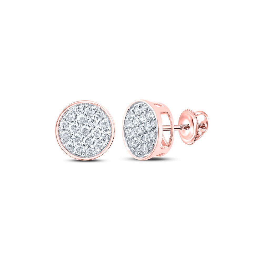 10kt Rose Gold Men's Round Diamond Cluster Earrings - Captivating Brilliance - Splendid Jewellery