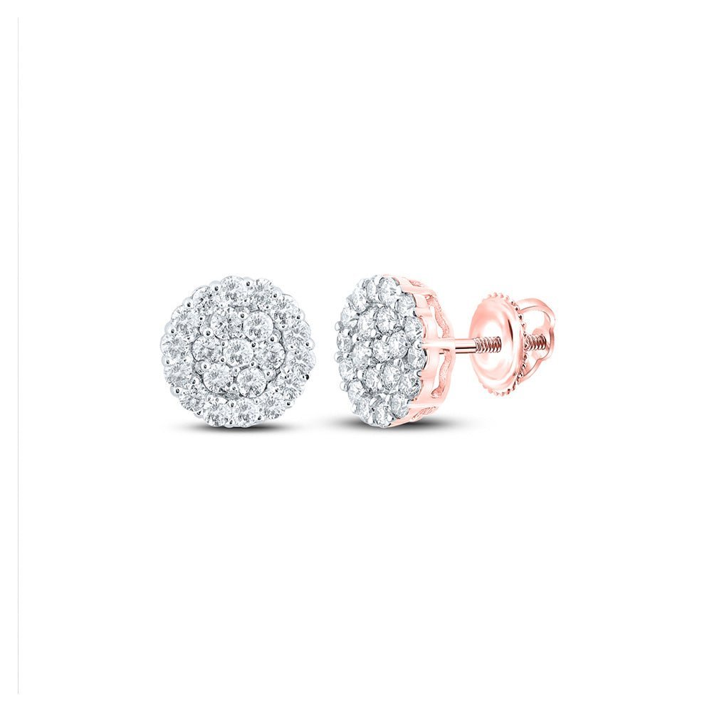 10kt Rose Gold Men's Round Diamond Cluster Earrings - Exquisite Brilliance - Splendid Jewellery