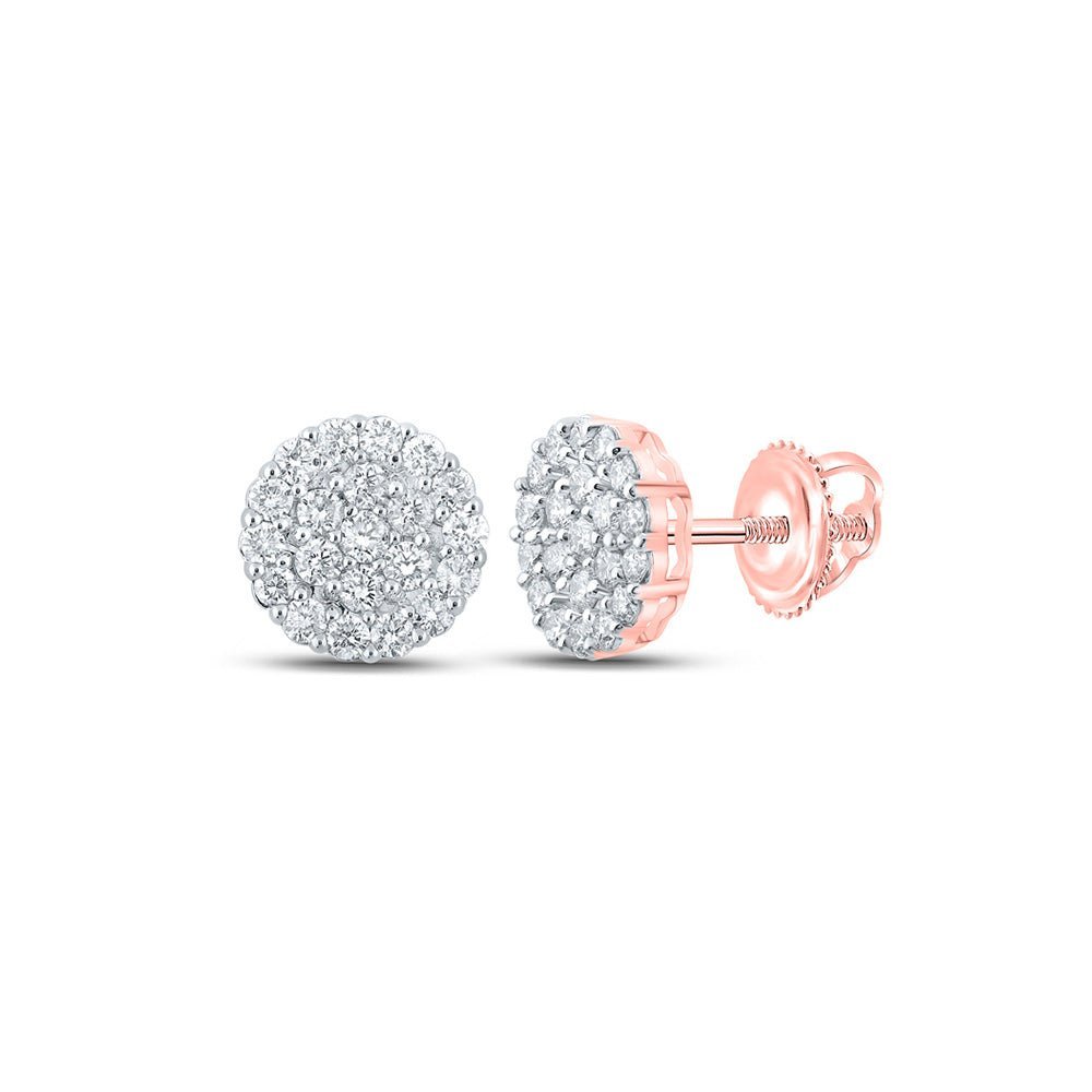 10kt Rose Gold Men's Round Diamond Cluster Earrings - Exquisite Brilliance - Splendid Jewellery
