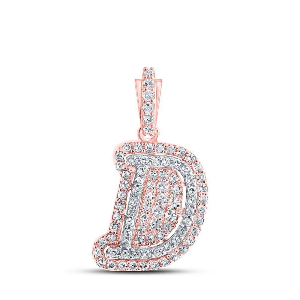 10kt Rose Gold Men's Round Diamond D Initial Letter Charm Pendant 1/5 Cttw - A Splendid Addition to Your Style - Splendid Jewellery