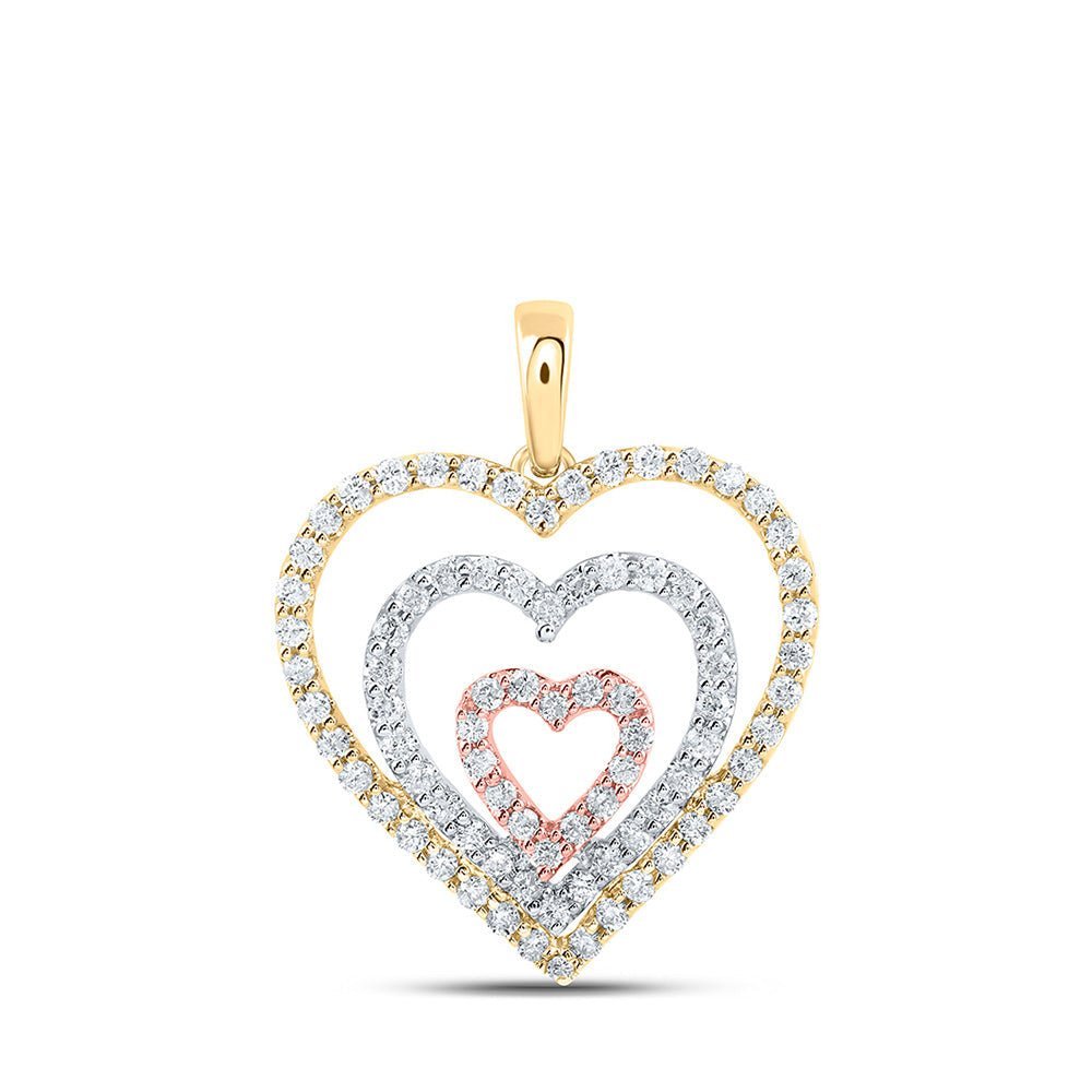 10kt Tri - Tone Gold Diamond Heart & Love Symbol Pendant - Splendid Jewellery