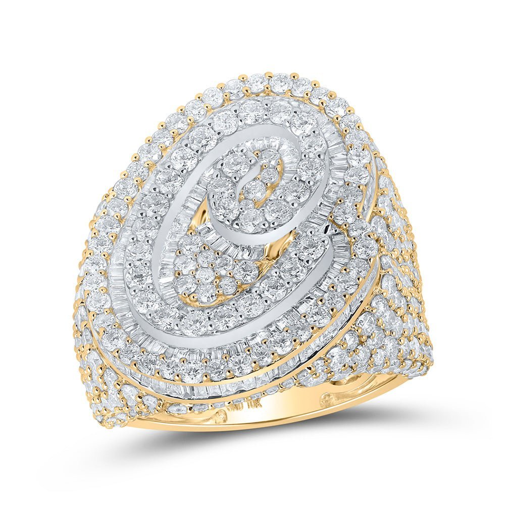 10kt Two - tone Gold Baguette Diamond Initial Letter Ring - Captivating Men's Jewelry - Splendid Jewellery
