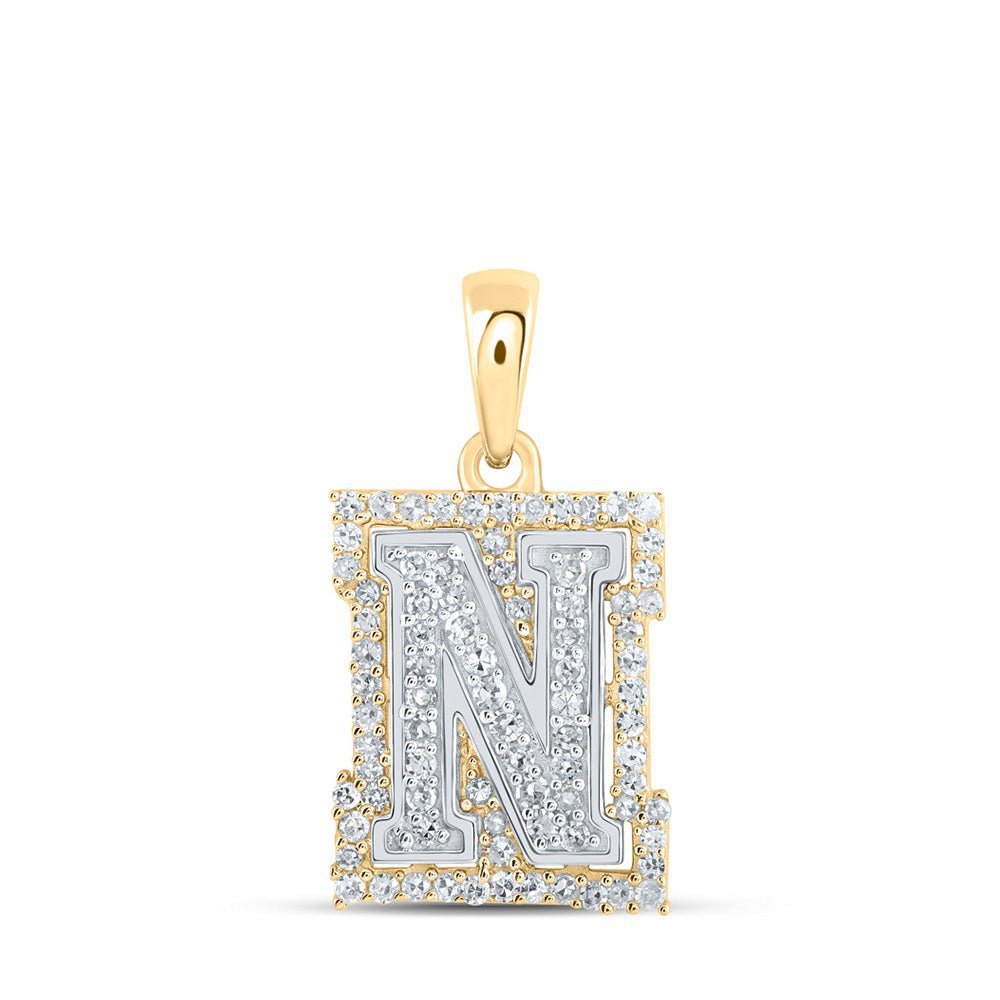 10kt Two - tone Gold Diamond Initial & Letter Pendant - Splendid Jewellery