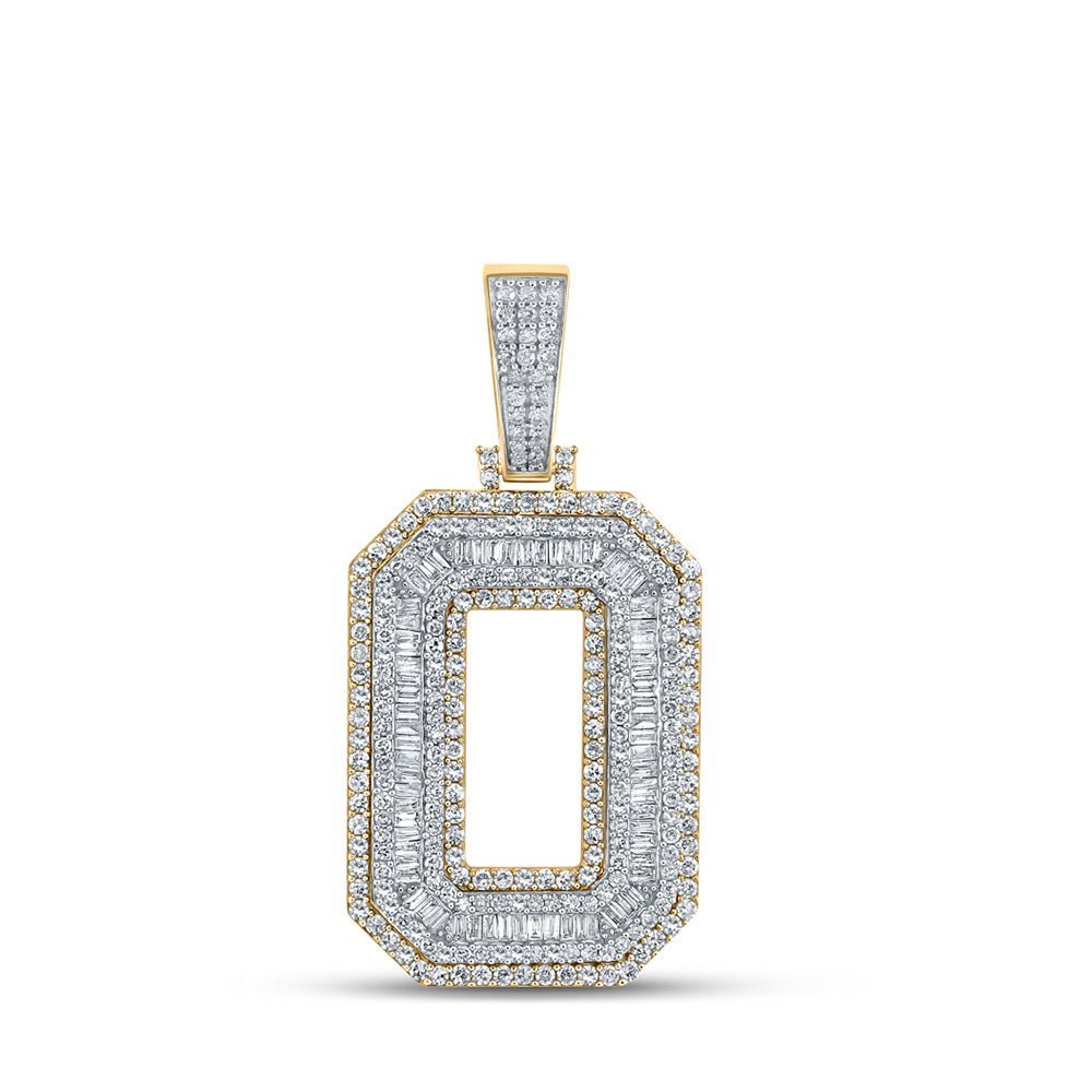 10kt Two - tone Gold Mens Baguette Diamond Number 0 Charm Pendant - A Dazzling Statement of Style - Splendid Jewellery