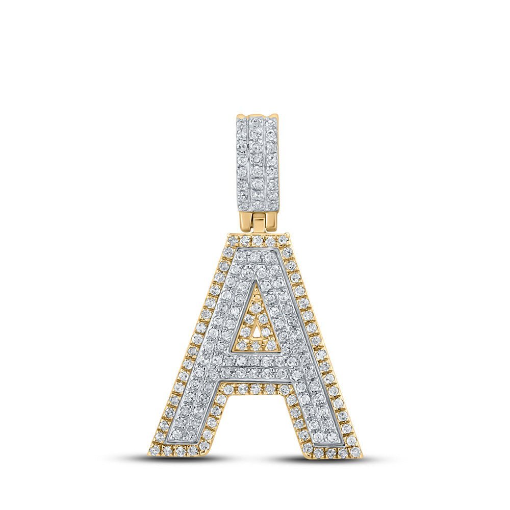 10kt Two - tone Gold Men's Diamond A Initial Letter Pendant - 1/2 Cttw | Splendid Jewellery - Splendid Jewellery
