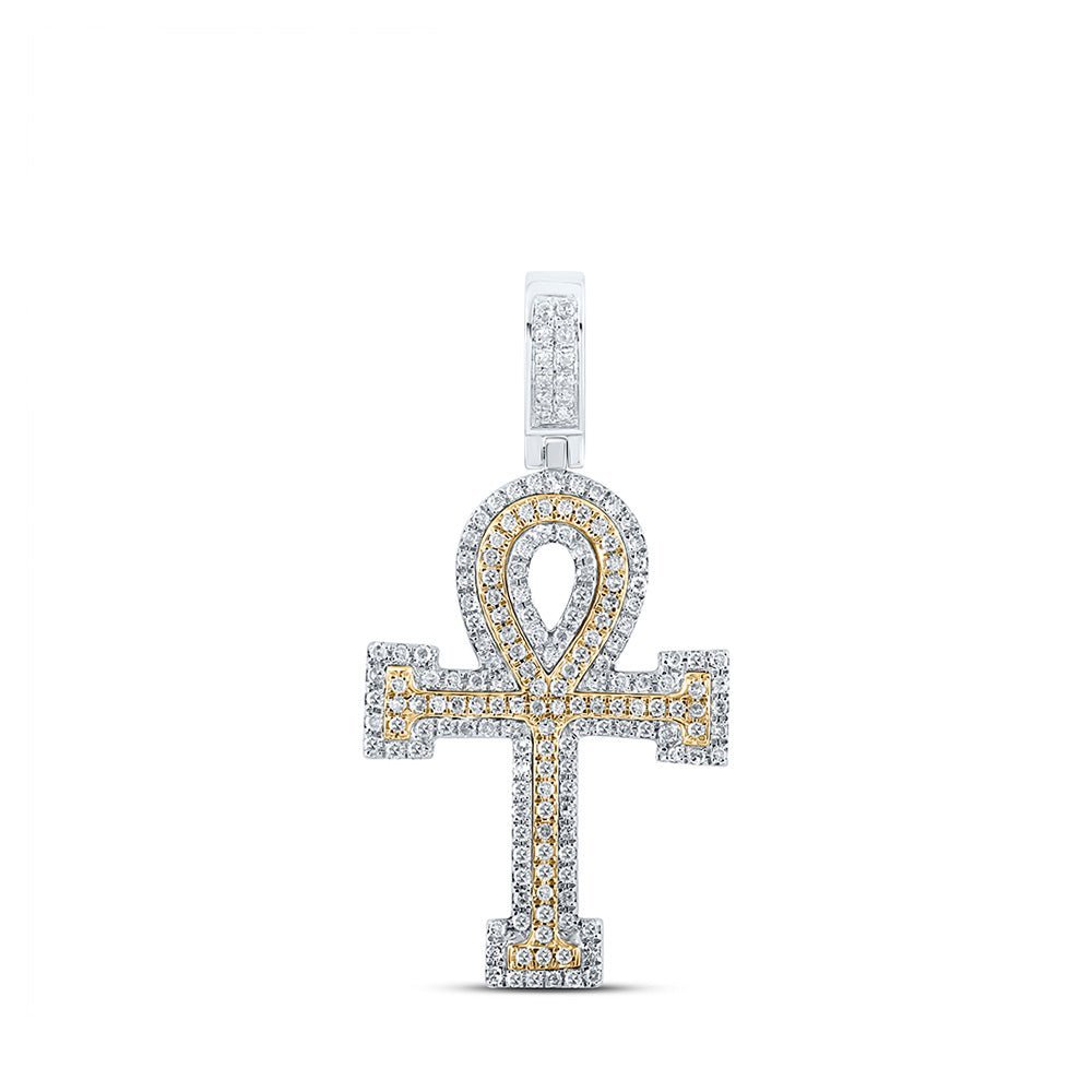 10kt Two - tone Gold Men's Diamond Ankh Cross Pendant - 1/2 Cttw | Splendid Jewellery - Splendid Jewellery