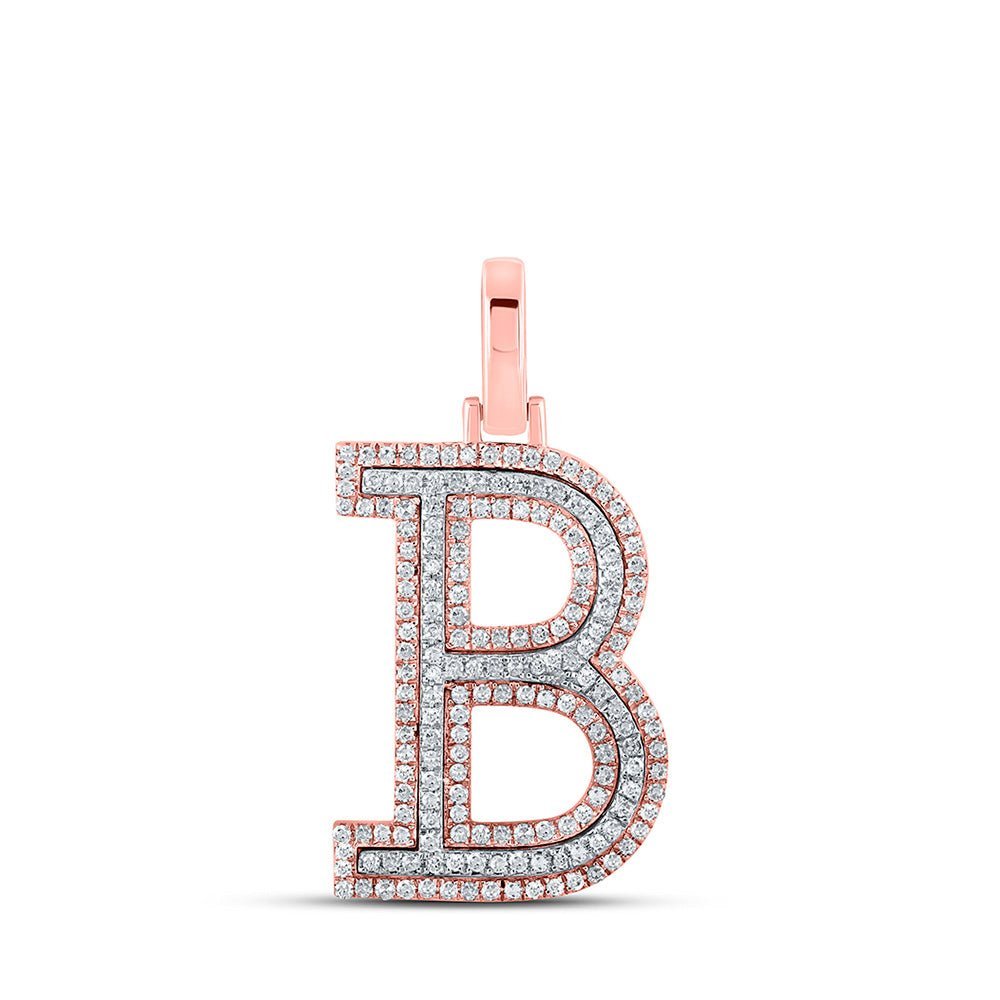10kt Two - tone Gold Men's Diamond B Initial Letter Pendant - 1/2 Cttw - Splendid Jewellery