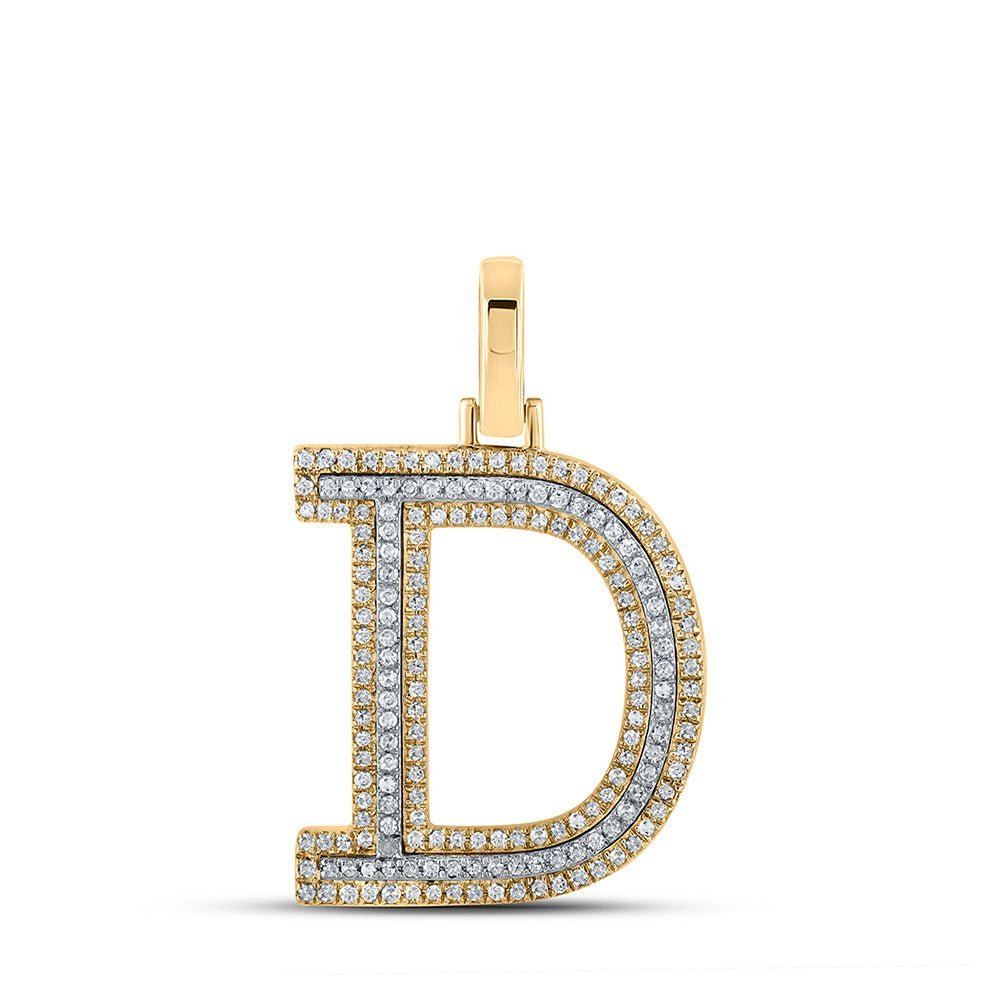 10kt Two - tone Gold Men's Diamond D Initial Letter Pendant - 1/2 Cttw - Splendid Jewellery