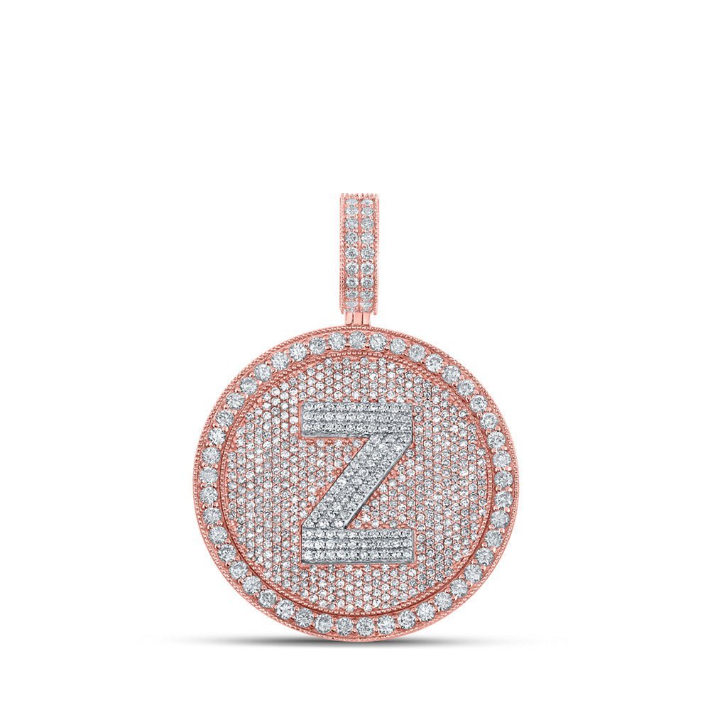 10kt Two - tone Gold Men's Diamond Z Initial Letter Charm Pendant - 3 - 3/4 Cttw - Splendid Jewellery