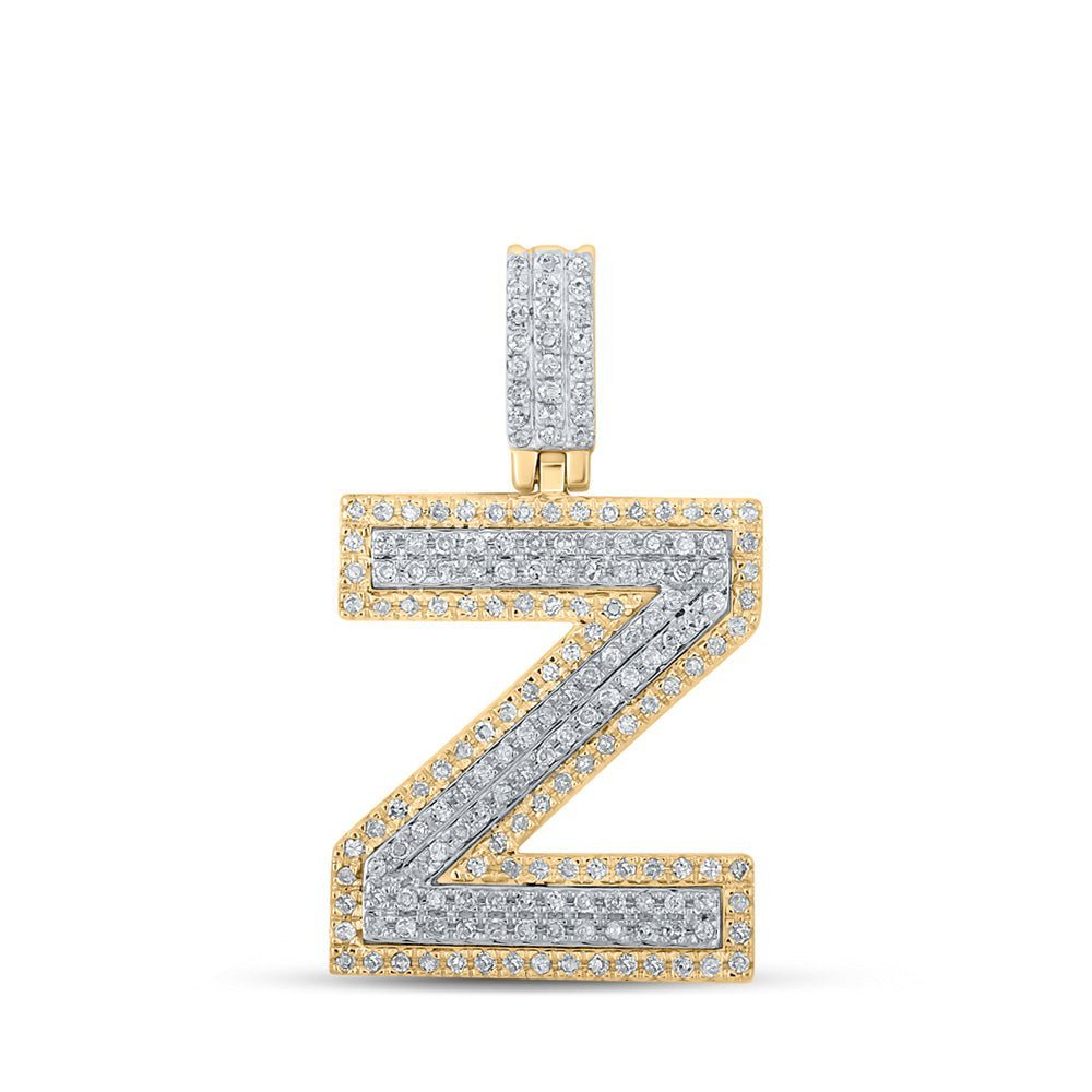 10kt Two - tone Gold Men's Diamond Z Initial Letter Pendant - 1/2 Cttw - Splendid Jewellery