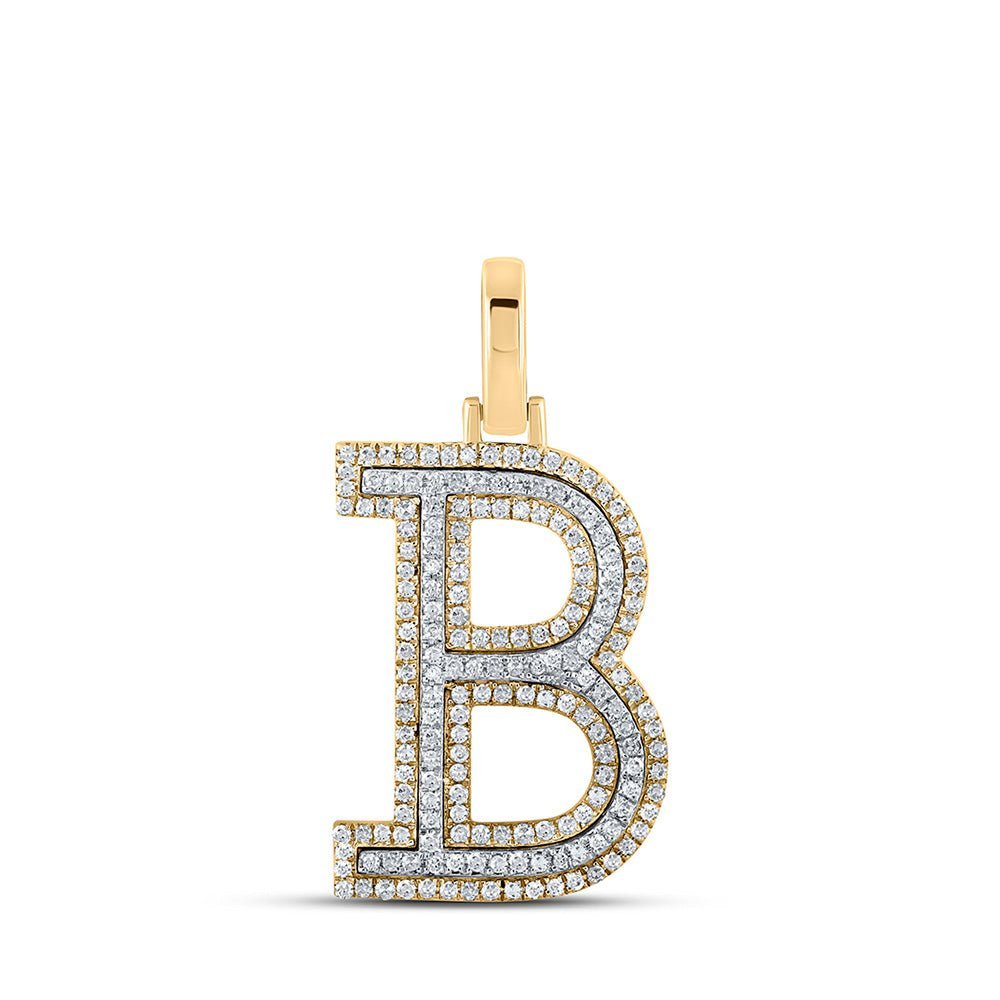 10kt Two - tone Gold Men's Round Diamond B Initial Letter Pendant 1/2 Cttw - A Dazzling Statement Piece by Splendid Jewellery - Splendid Jewellery