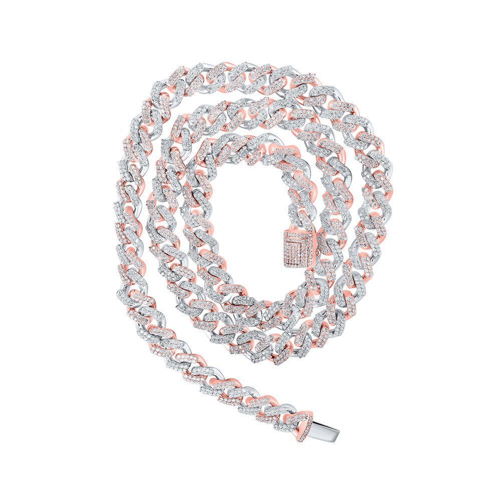 10kt Two - tone Gold Men's Round Diamond Cuban Link Chain Necklace - 7.5 Ct.t.w. - Splendid Jewellery