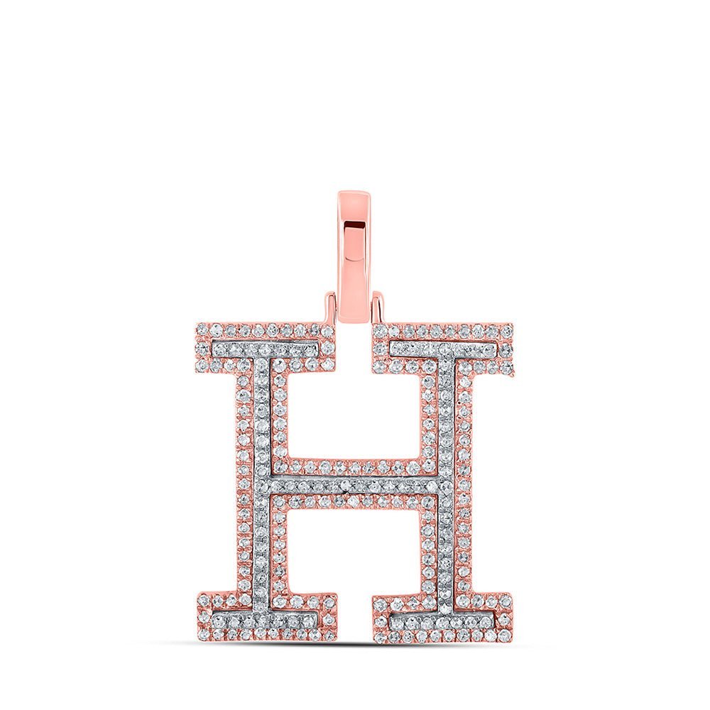 10kt Two - tone Gold Men's Round Diamond H Initial Letter Pendant 5/8 Cttw - A Dazzling Statement of Style - Splendid Jewellery