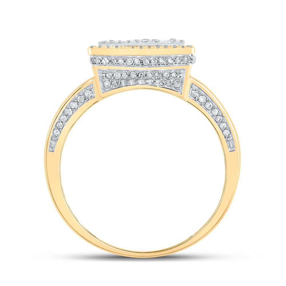 10kt Two - tone Gold Mens Round Diamond I Initial Letter Ring - 1 - 1/5 Cttw: A Dazzling Statement of Individuality - Splendid Jewellery