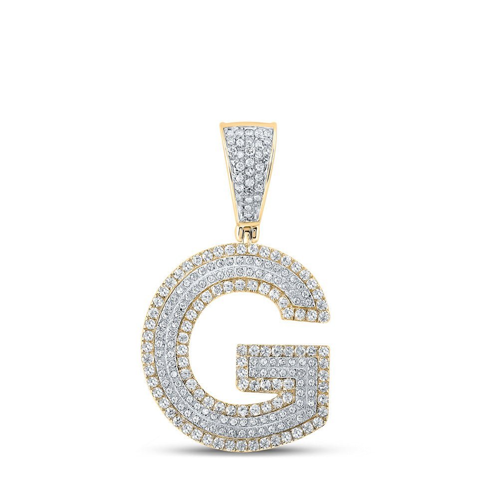 10kt Two - tone Gold Men's Round Diamond Initial G Letter Charm Pendant 7/8 Cttw - A Dazzling Expression of Personal Style - Splendid Jewellery