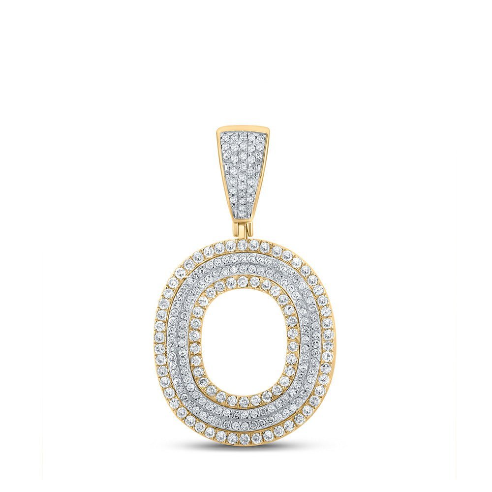 10kt Two - tone Gold Men's Round Diamond Initial O Letter Charm Pendant 7/8 Cttw - Exquisite Diamond Accent Pendant for Men - Splendid Jewellery