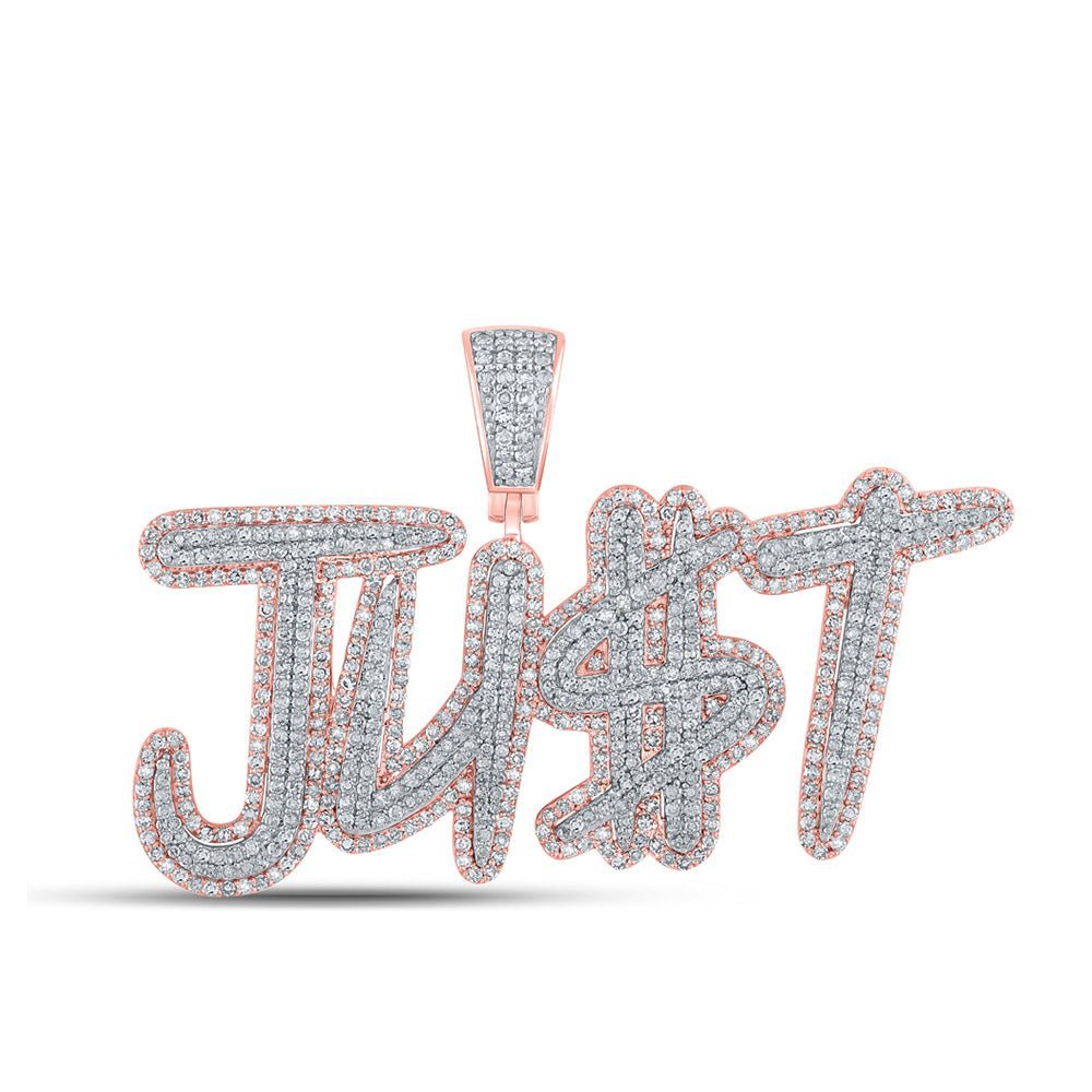 10kt Two - tone Gold Men's Round Diamond JU$T Charm Pendant - A Dazzling Statement Piece - Splendid Jewellery