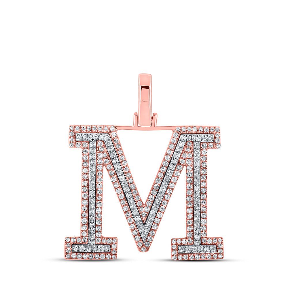 10kt Two - tone Gold Men's Round Diamond M Initial Letter Pendant 3/4 Cttw - A Dazzling Statement Piece by Splendid Jewellery - Splendid Jewellery
