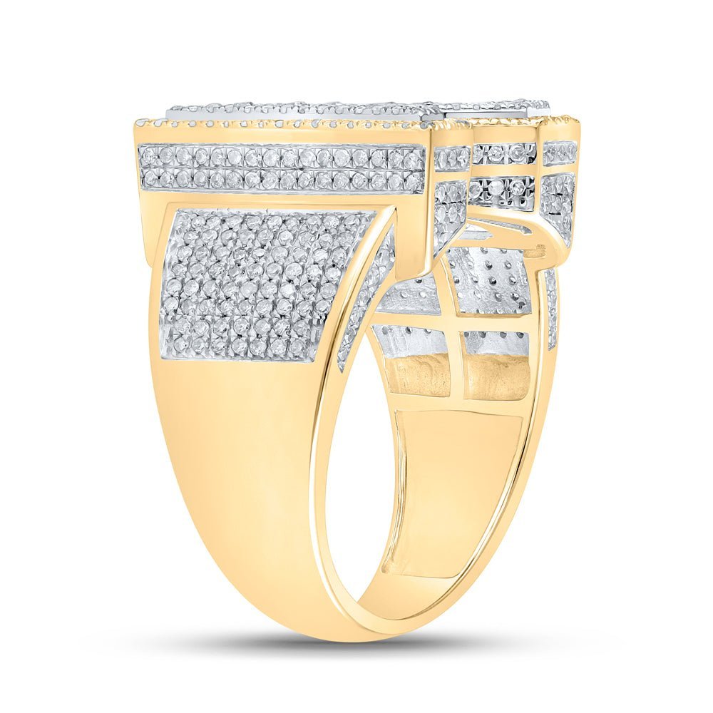 10kt Two - tone Gold Men's Round Diamond N Initial Letter Ring 1 - 1/5 Cttw | Splendid Jewellery - Splendid Jewellery