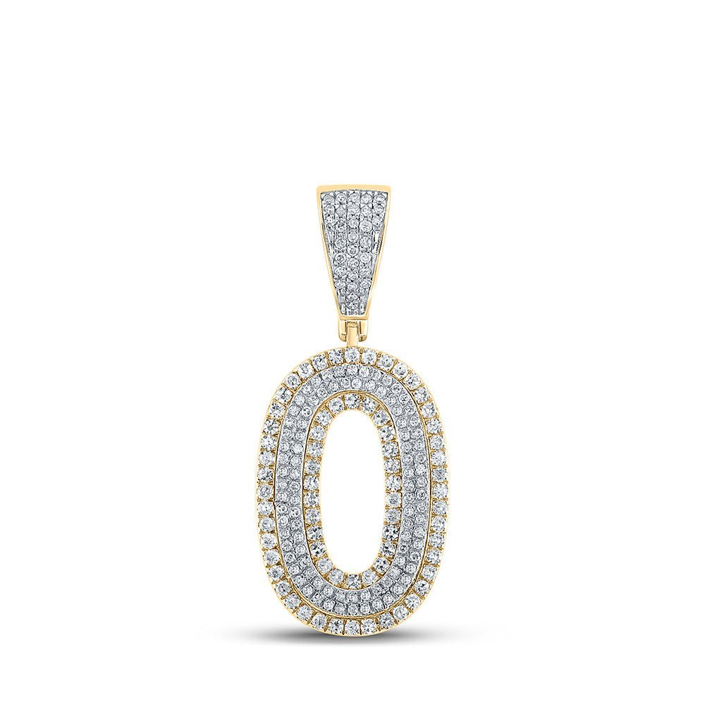10kt Two - tone Gold Men's Round Diamond Number 0 Charm Pendant 3/4 Cttw | Striking Diamond Charm Pendant for Men | Splendid Jewellery - Splendid Jewellery