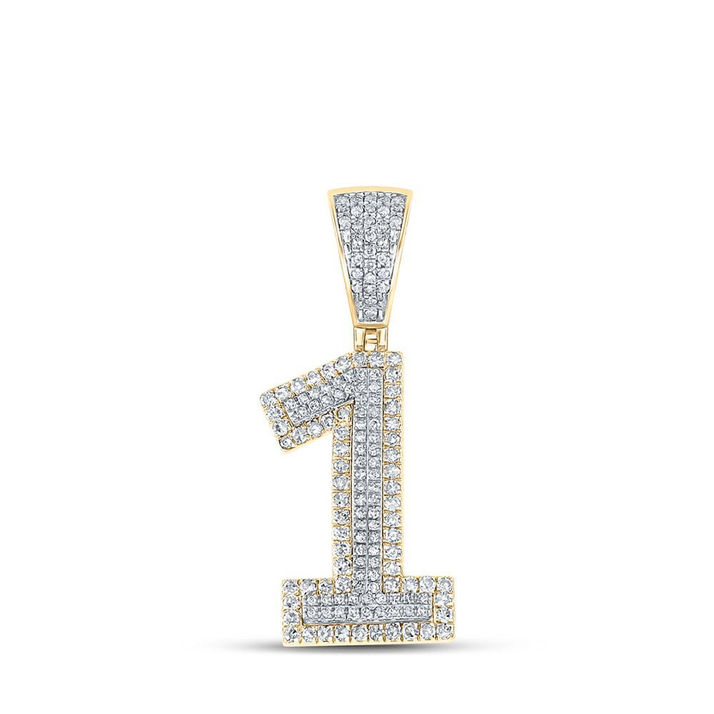 10kt Two - tone Gold Men's Round Diamond Number 1 Charm Pendant - 5/8 Cttw | Splendid Jewellery - Splendid Jewellery