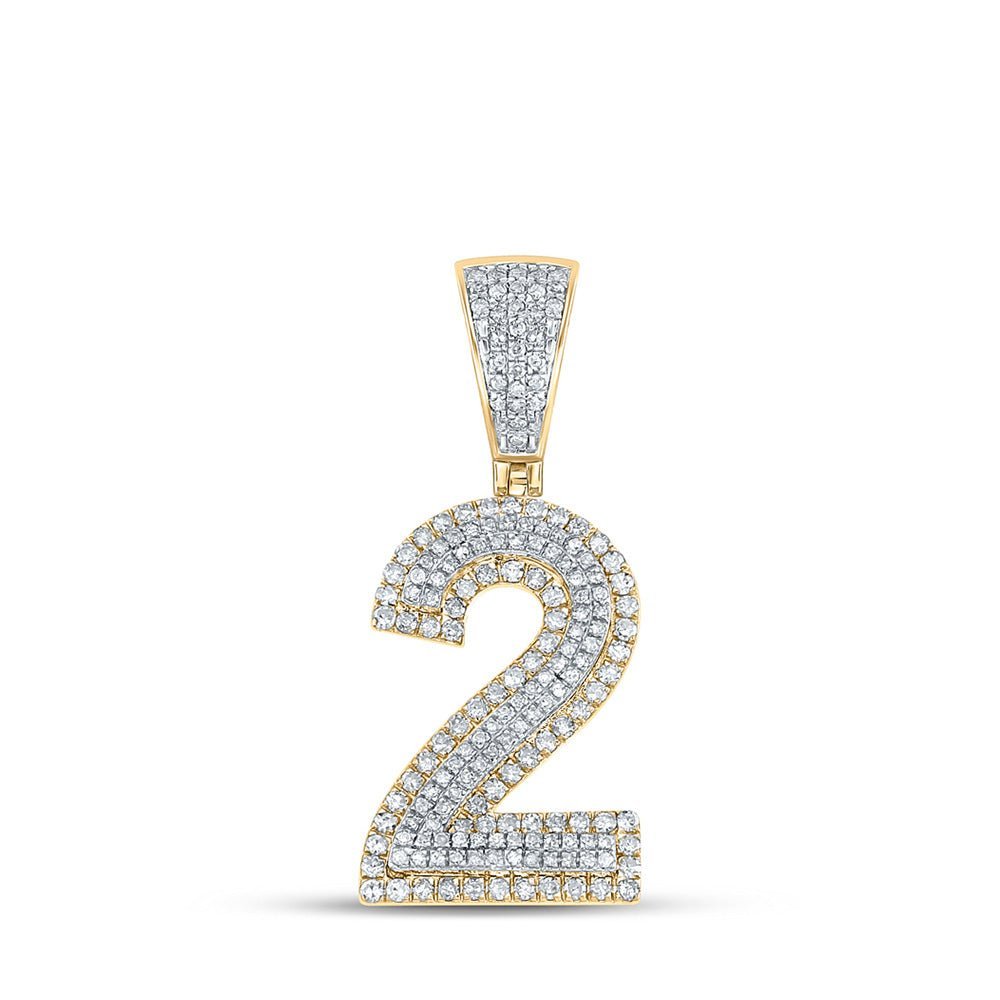 10kt Two - tone Gold Men's Round Diamond Number 2 Charm Pendant - 3/4 Cttw | Splendid Jewellery - Splendid Jewellery