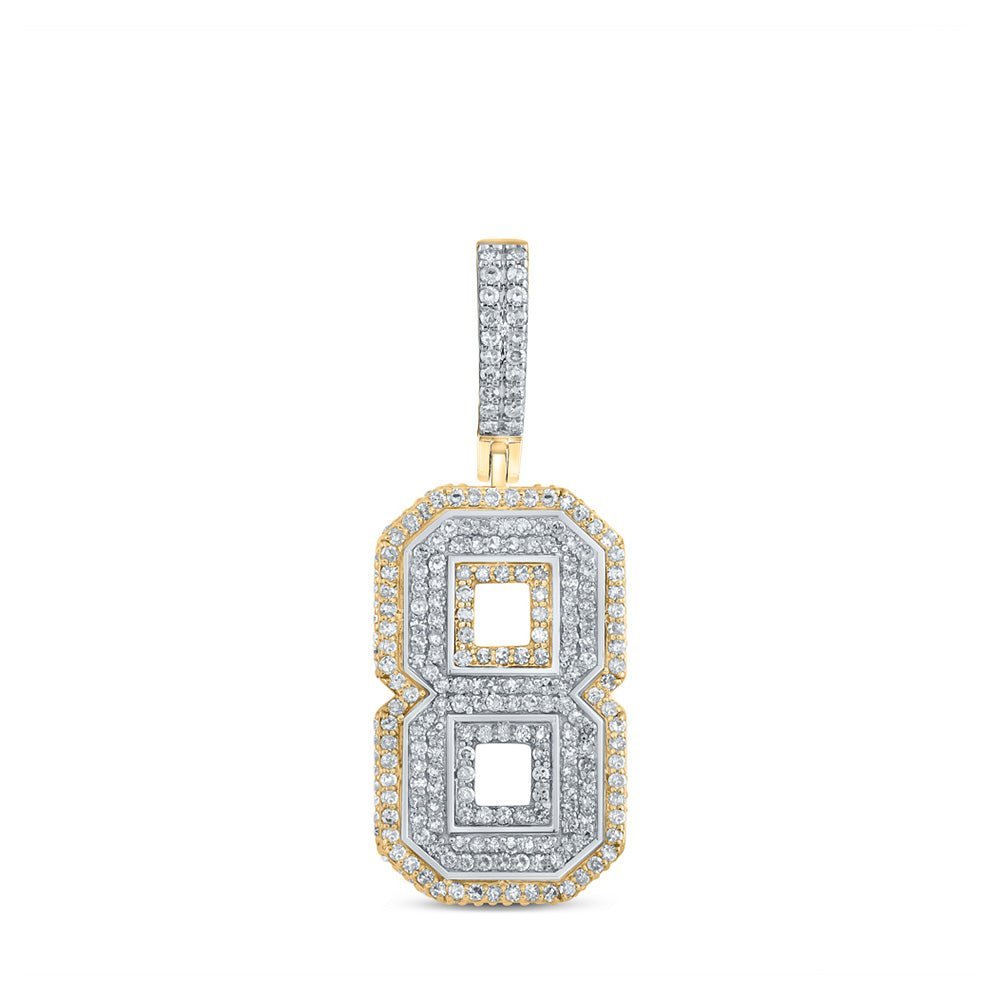 10kt Two - tone Gold Men's Round Diamond Number 8 Charm Pendant - 1 - 3/8 Cttw | Splendid Jewellery - Splendid Jewellery
