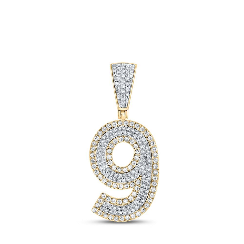 10kt Two - tone Gold Men's Round Diamond Number 9 Charm Pendant - 3/4 Cttw | Splendid Jewellery - Splendid Jewellery