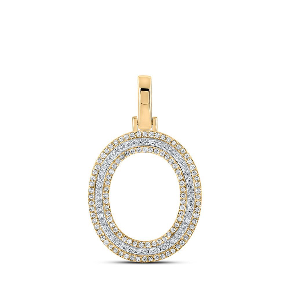 10kt Two - tone Gold Men's Round Diamond O Initial Letter Pendant 3/8 Cttw - Splendid Jewellery