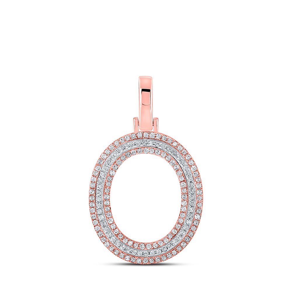 10kt Two - tone Gold Men's Round Diamond O Initial Pendant - 3/8 Cttw - Splendid Jewellery