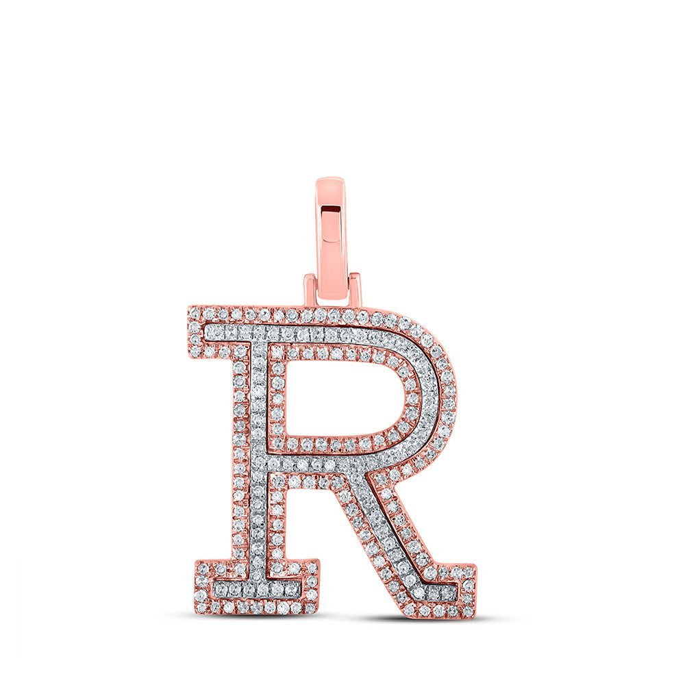 10kt Two - tone Gold Men's Round Diamond R Initial Letter Pendant 1/2 Cttw - A Dazzling Statement of Style by Splendid Jewellery - Splendid Jewellery