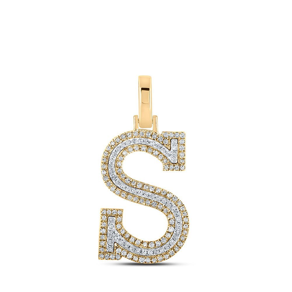 10kt Two - tone Gold Mens Round Diamond S Initial Letter Pendant 3/8 Cttw - A Stunning Statement of Style - Splendid Jewellery