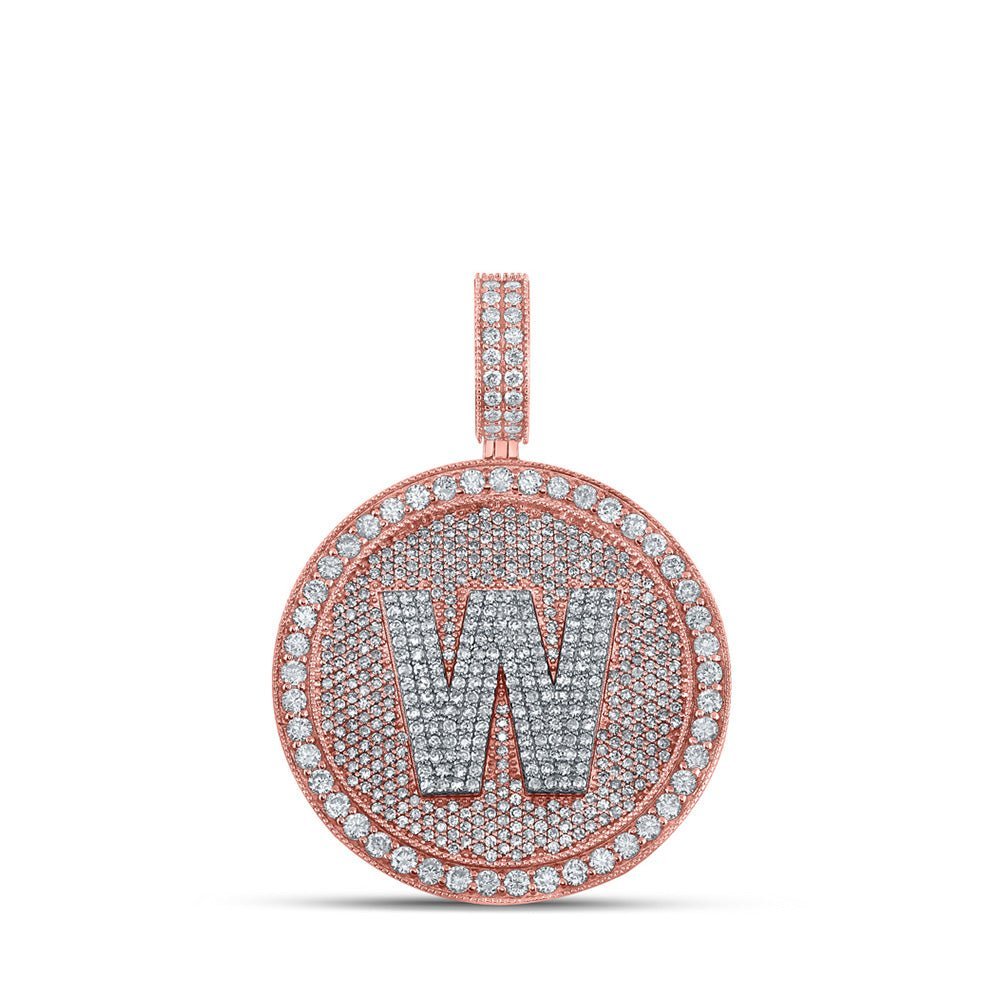 10kt Two - tone Gold Men's Round Diamond W Initial Letter Charm Pendant - A Captivating Statement of Style and Elegance - Splendid Jewellery