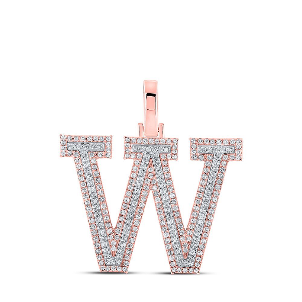 10kt Two - tone Gold Men's Round Diamond W Initial Letter Pendant - 3/4 Cttw - Splendid Jewellery