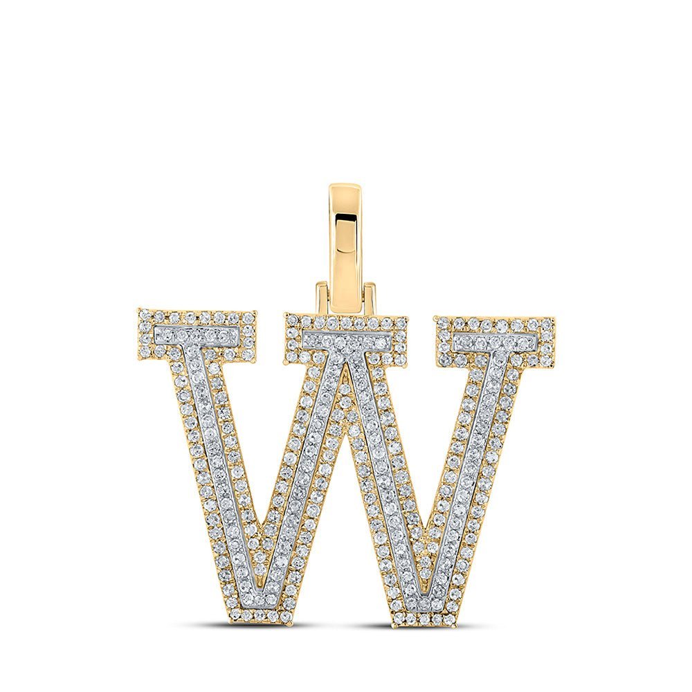 10kt Two - tone Gold Men's Round Diamond W Initial Letter Pendant 3/4 Cttw | Splendid Jewellery - A Dazzling Diamond Charm Pendant for Men - Splendid Jewellery