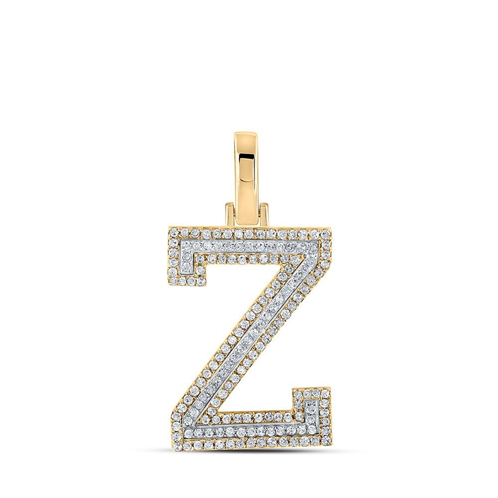 10kt Two - tone Gold Men's Round Diamond Z Initial Letter Pendant - 3/8 Cttw - Splendid Jewellery