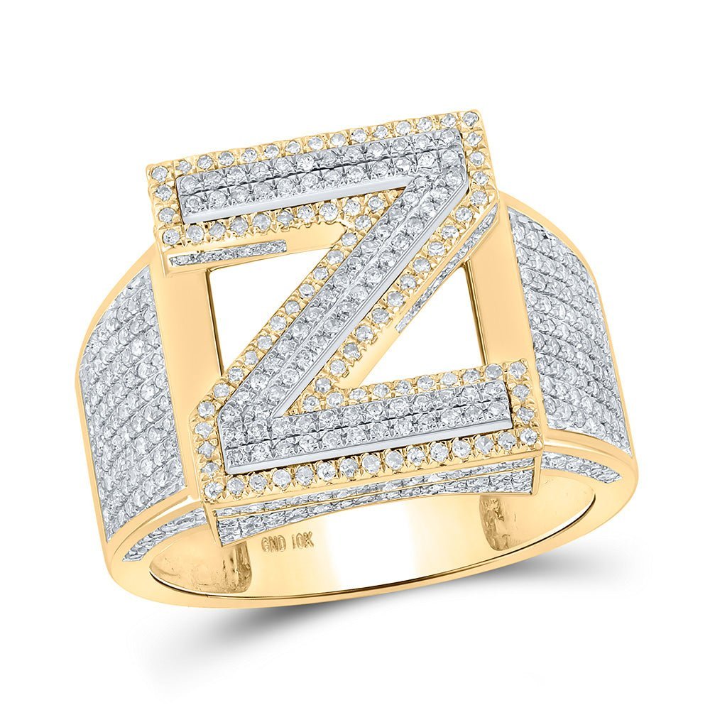 10kt Two - tone Gold Men's Round Diamond Z Initial Letter Ring 1 Cttw | Splendid Jewellery - Splendid Jewellery