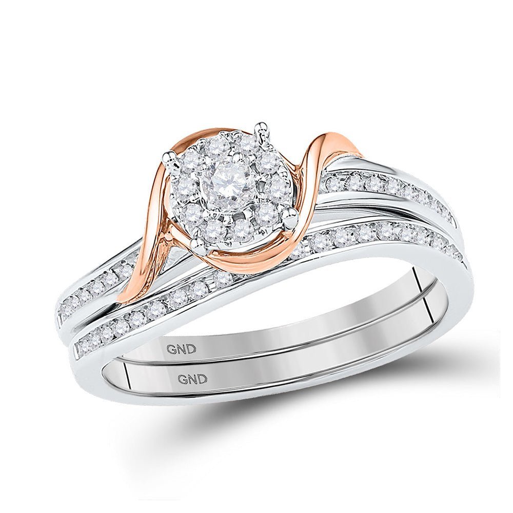 10kt Two - tone Gold Round Diamond Bridal Wedding Ring Band Set 1/4 Cttw | The Eternal Love Collection - Splendid Jewellery