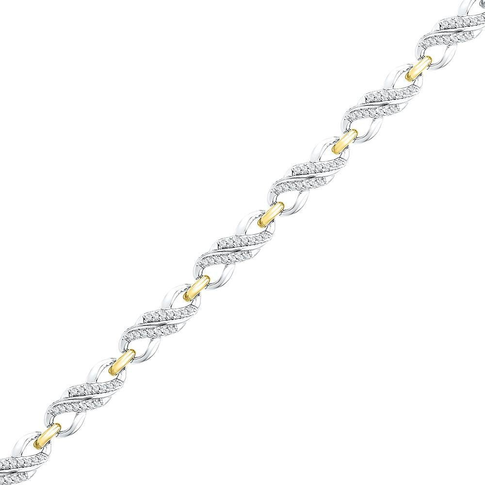 10kt Two - tone Gold Women's Round Diamond Infinity Bracelet 1/2 Cttw | Eternal Elegance - Splendid Jewellery