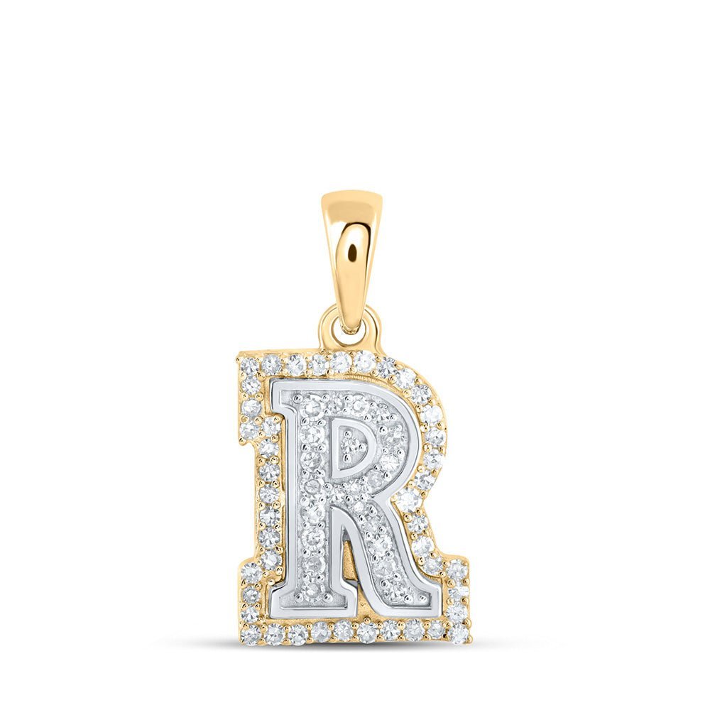10kt Two - tone Gold Womens Round Diamond R Initial Letter Pendant - A Captivating Affair - Splendid Jewellery