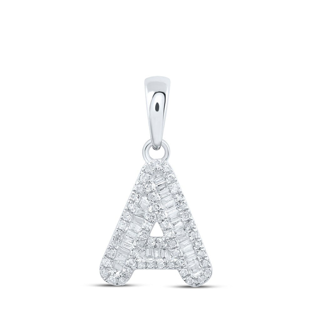 10kt White Gold Baguette Diamond A Initial Pendant | Personalized Elegance Collection - Splendid Jewellery