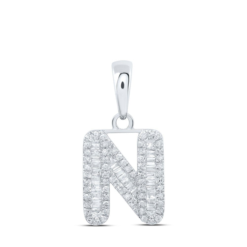 10kt White Gold Baguette Diamond Initial Pendant - A Personalized Touch of Elegance - Splendid Jewellery
