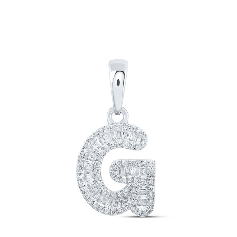 10kt White Gold Baguette Diamond Initial Pendant - Personalized Elegance and Sparkling Brilliance - Splendid Jewellery