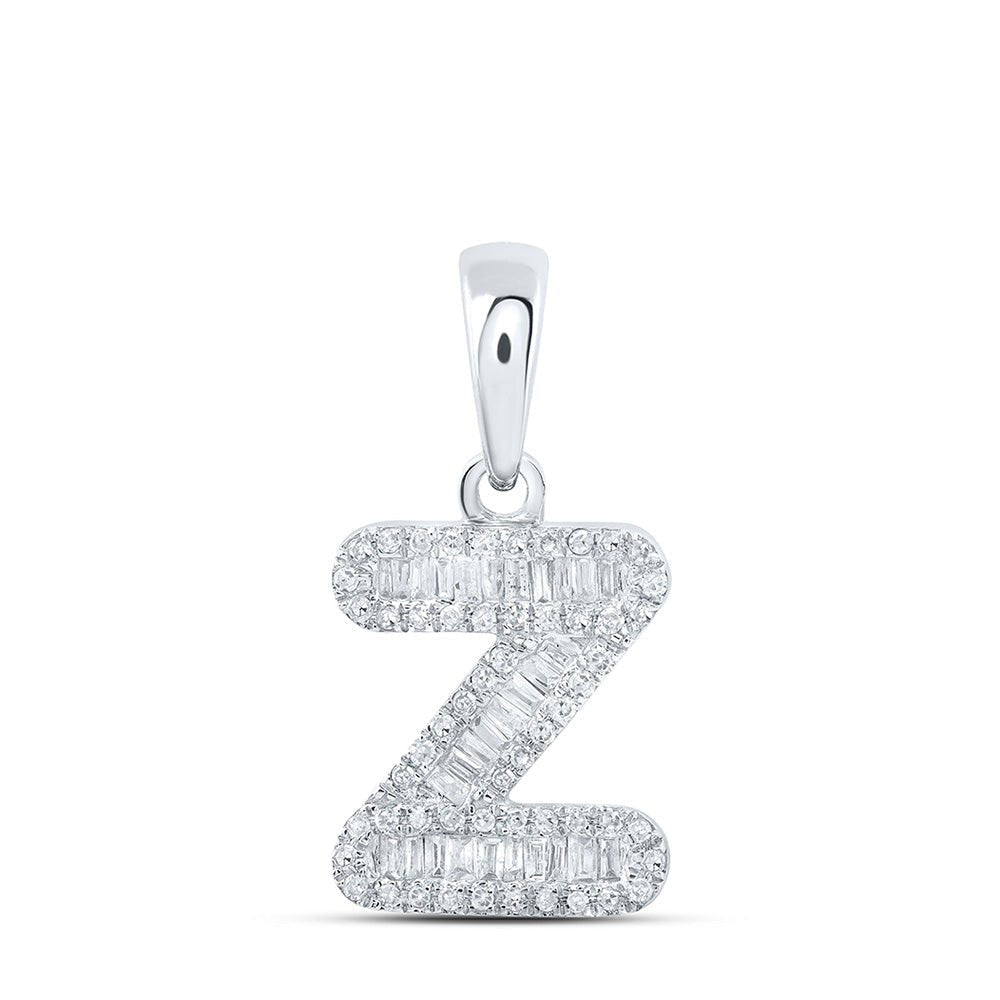 10kt White Gold Baguette Diamond Z Initial Pendant - Personalized Elegance in Diamonds - Splendid Jewellery