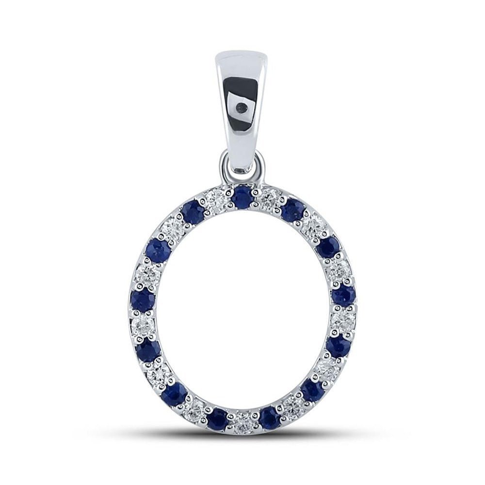 10kt White Gold Blue Sapphire and Diamond Initial Pendant - Personalized Elegance - Splendid Jewellery